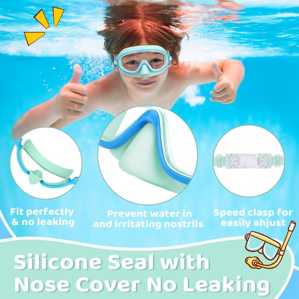 ๐โโ๏ธHD children's large frame waterproof and anti-fog swimming goggles